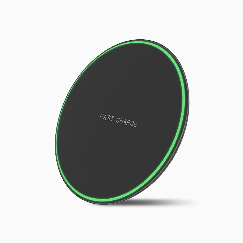 Universal 15W Wireless Charging Pad Fast Charger Portable Round Aluminium Alloy 10W LED Light Wireless Chargers