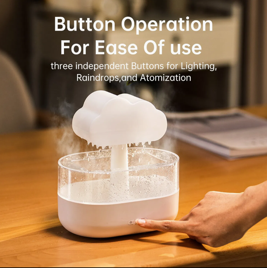 Rain Cloud Humidifier 200ml Water Drops Colorful 7-Color Light Essential Oils Aroma Diffuser